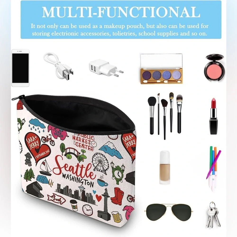 GJTIM women’s Seattle Washington Graphic Makeup Bag